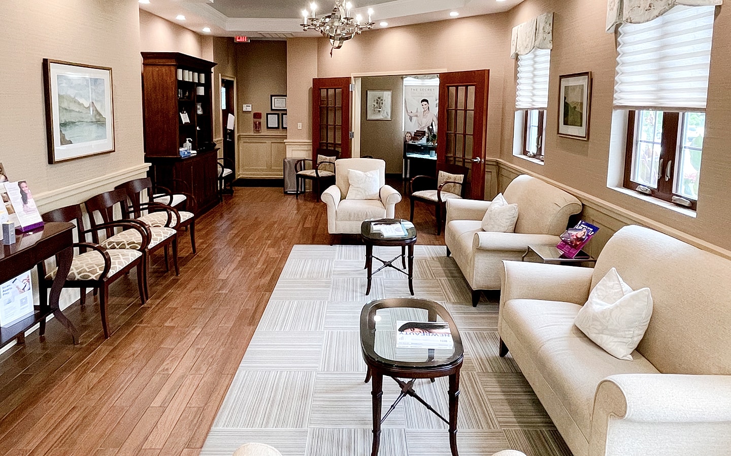 Welcoming interior of a waiting room.